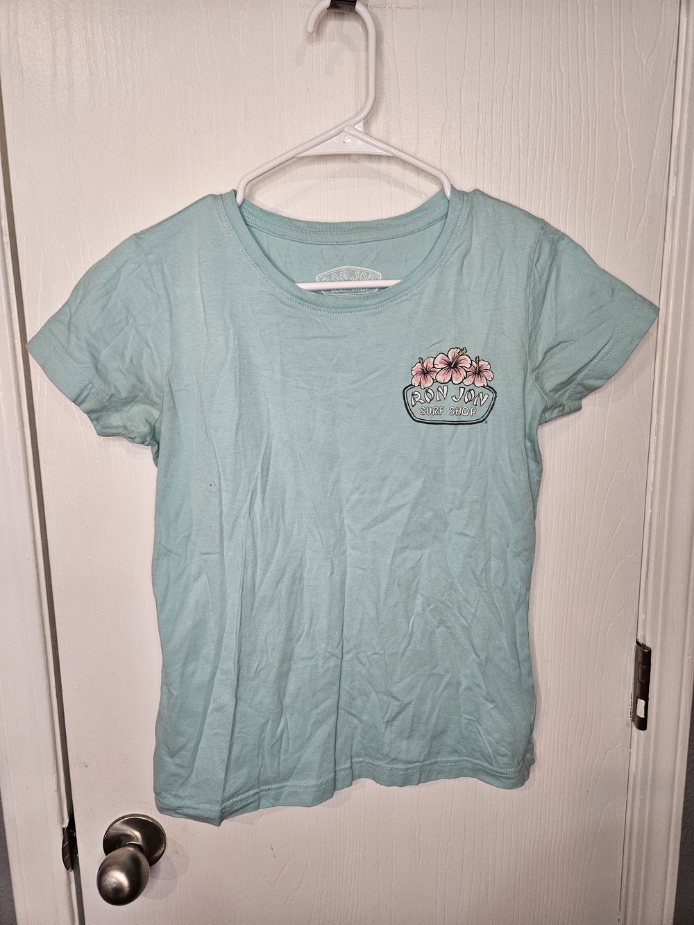 Light Blue Short Sleeve Tee with Floral Logo